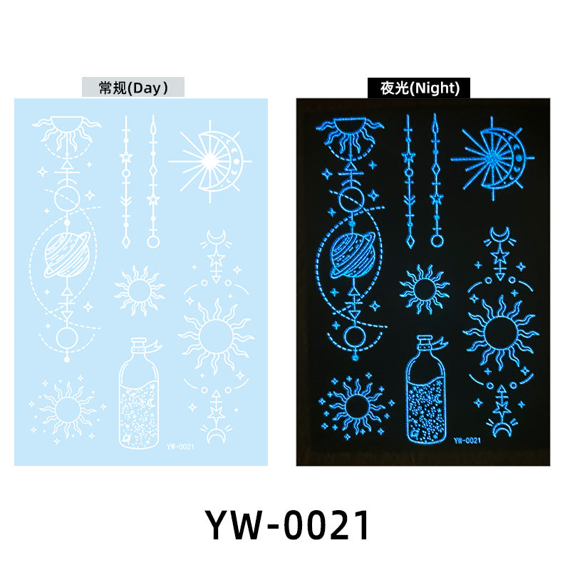 Blue Glow-in-the-Dark Temporary Tattoo Stickers