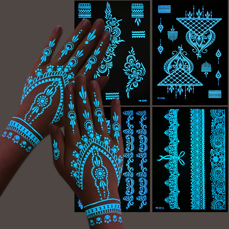 Blue Glow-in-the-Dark Temporary Tattoo Stickers