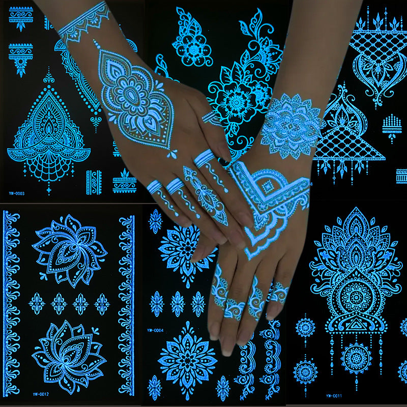 Blue Glow-in-the-Dark Temporary Tattoo Stickers