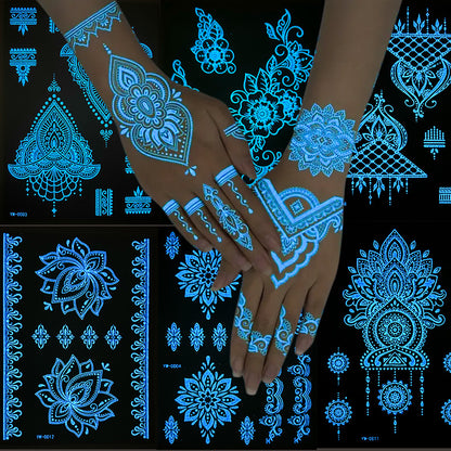 Blue Glow-in-the-Dark Temporary Tattoo Stickers