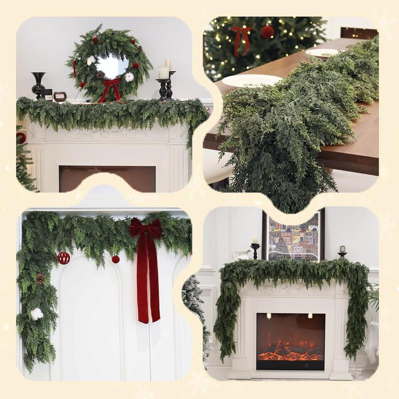9ft Christmas Cedar Wreath, Realistic Artificial Pine Greenery, Winter Home Decor, Indoor Outdoor Xmas Decoration (1 or 2 Pack)