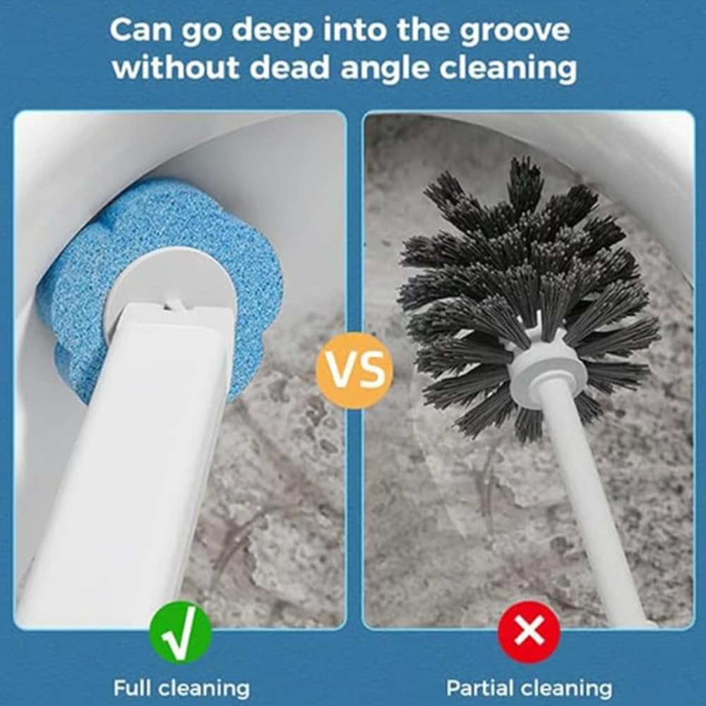 Easy Clean & Convenient Disposable Toilet Brush Set with 24 Brushs Heads