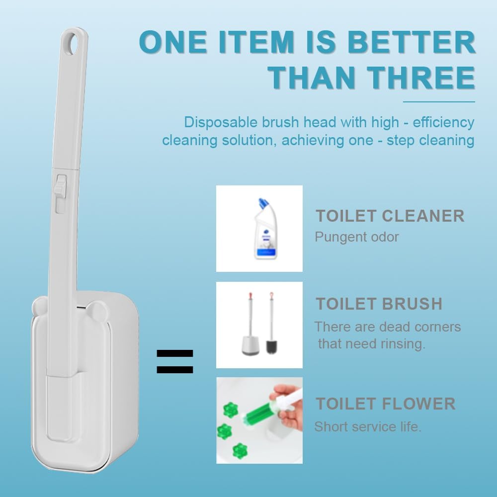 Easy Clean & Convenient Disposable Toilet Brush Set with 24 Brushs Heads