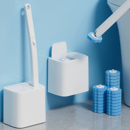 Easy Clean & Convenient Disposable Toilet Brush Set with 24 Brushs Heads
