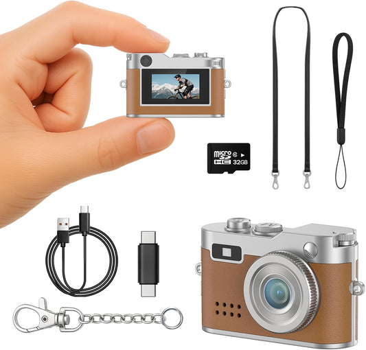 Mini Camera Keychain 1080P FHD Mini Retro Digital Camera