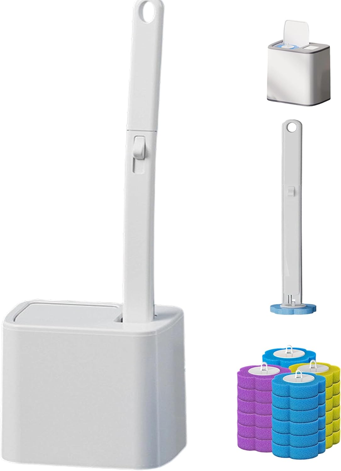 Easy Clean & Convenient Disposable Toilet Brush Set with 24 Brushs Heads