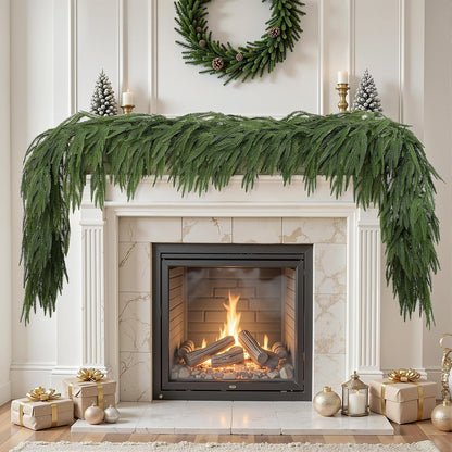【Black Friday】6/9/12 ft Christmas Garland, Real Touch Norfolk Pine Garland - Pine Garland