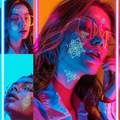 Blue Glow-in-the-Dark Temporary Tattoo Stickers