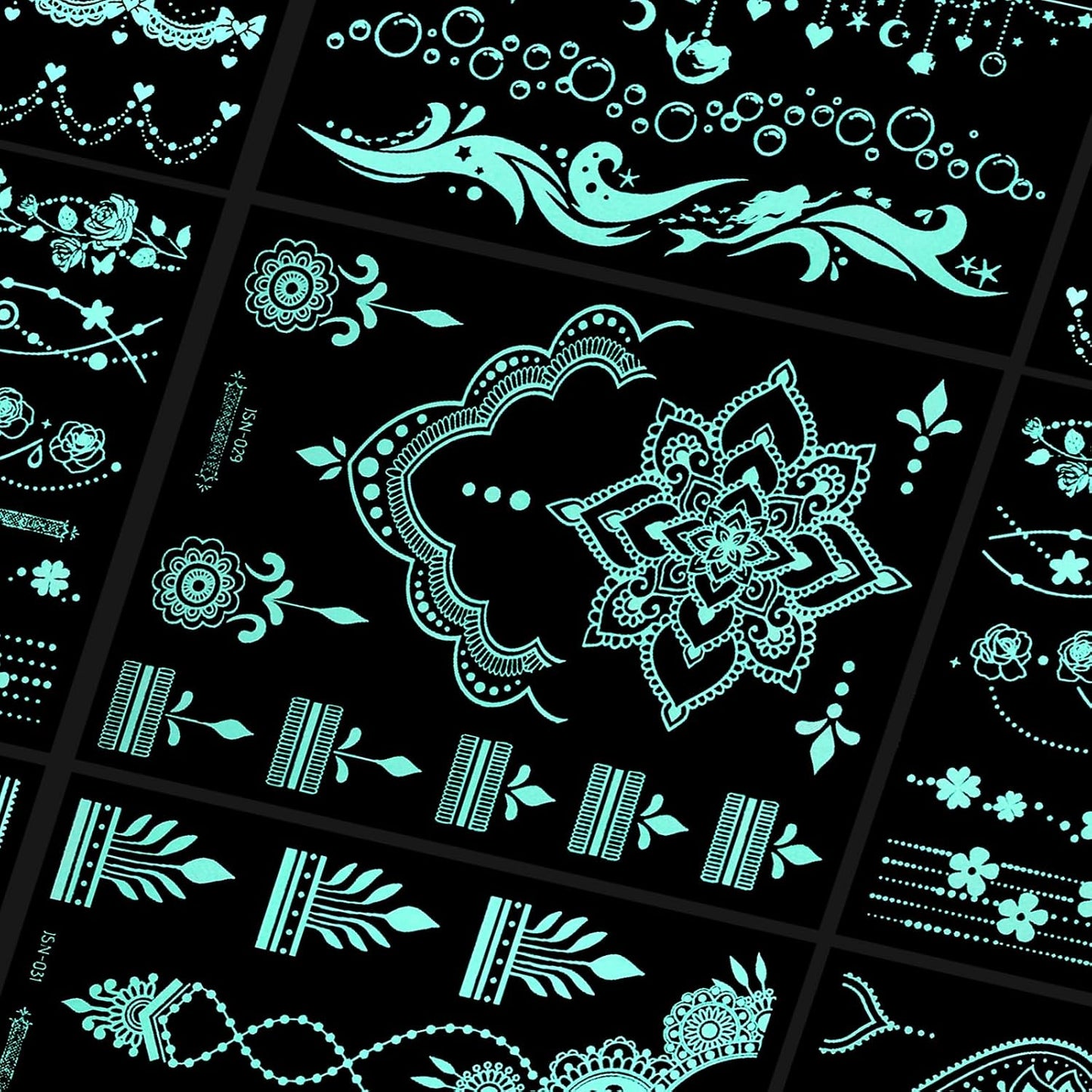 Blue Glow-in-the-Dark Temporary Tattoo Stickers