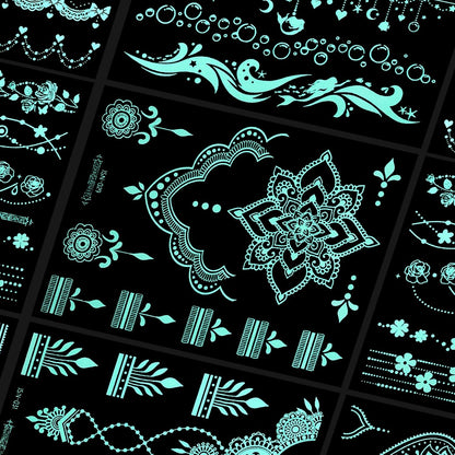 Blue Glow-in-the-Dark Temporary Tattoo Stickers