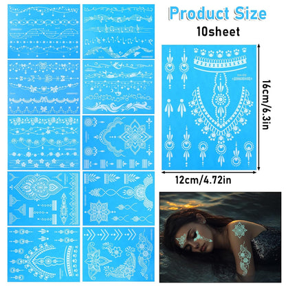 Blue Glow-in-the-Dark Temporary Tattoo Stickers