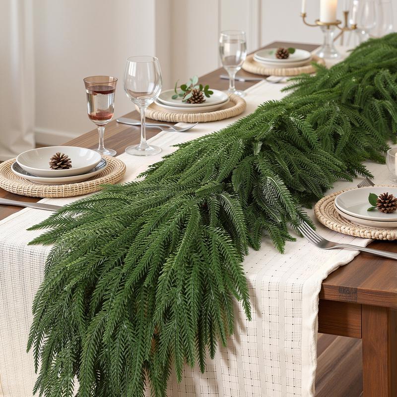 【Black Friday】6/9/12 ft Christmas Garland, Real Touch Norfolk Pine Garland - Pine Garland