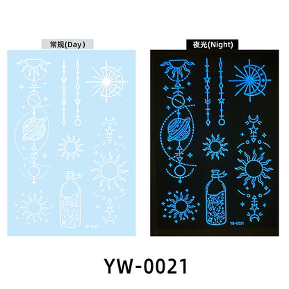 Blue Glow-in-the-Dark Temporary Tattoo Stickers
