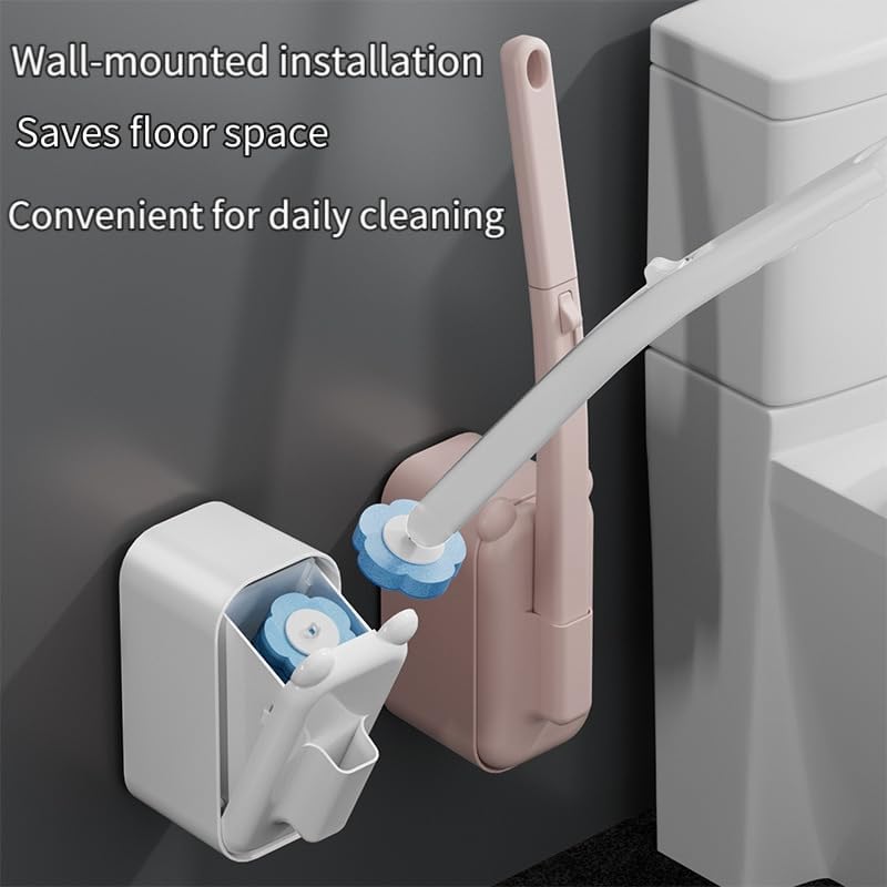 Easy Clean & Convenient Disposable Toilet Brush Set with 24 Brushs Heads