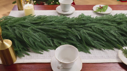 【Black Friday】6/9/12 ft Christmas Garland, Real Touch Norfolk Pine Garland - Pine Garland