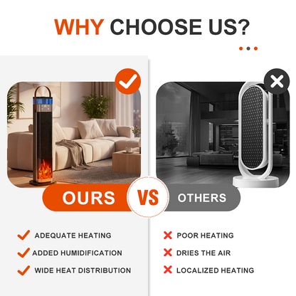 Indoor heater, adjustable thermostat with remote control, tip-over protection