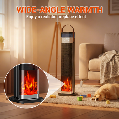 Indoor heater, adjustable thermostat with remote control, tip-over protection