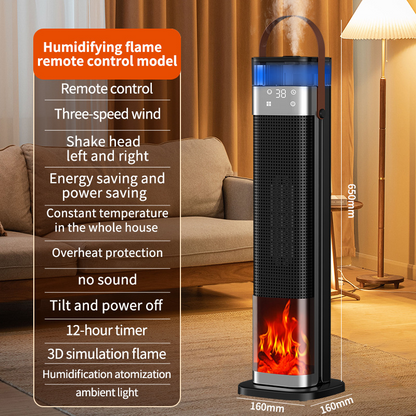 Indoor heater, adjustable thermostat with remote control, tip-over protection