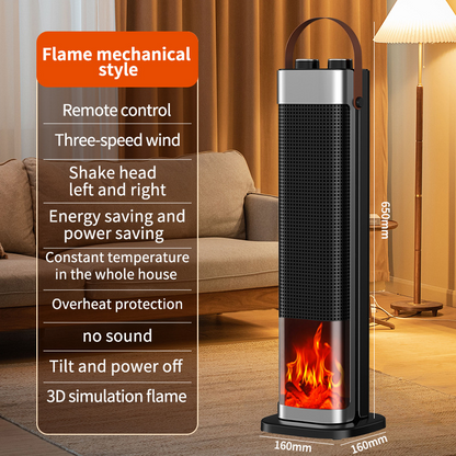 Indoor heater, adjustable thermostat with remote control, tip-over protection
